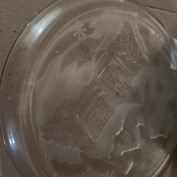 Arcroc France Glass Winter Village Platter | Snow Scene Holiday Serving Tray - Picture 3 of 3